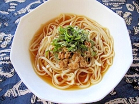 納豆としそのぶっかけうどん